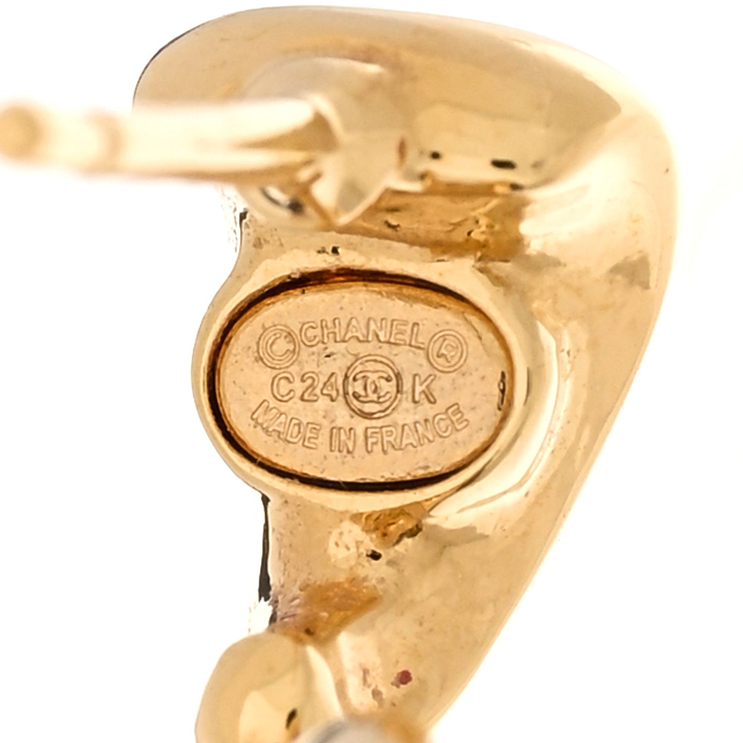 Metal Lace Resin Glass CC Heart Drop Earrings Gold Black