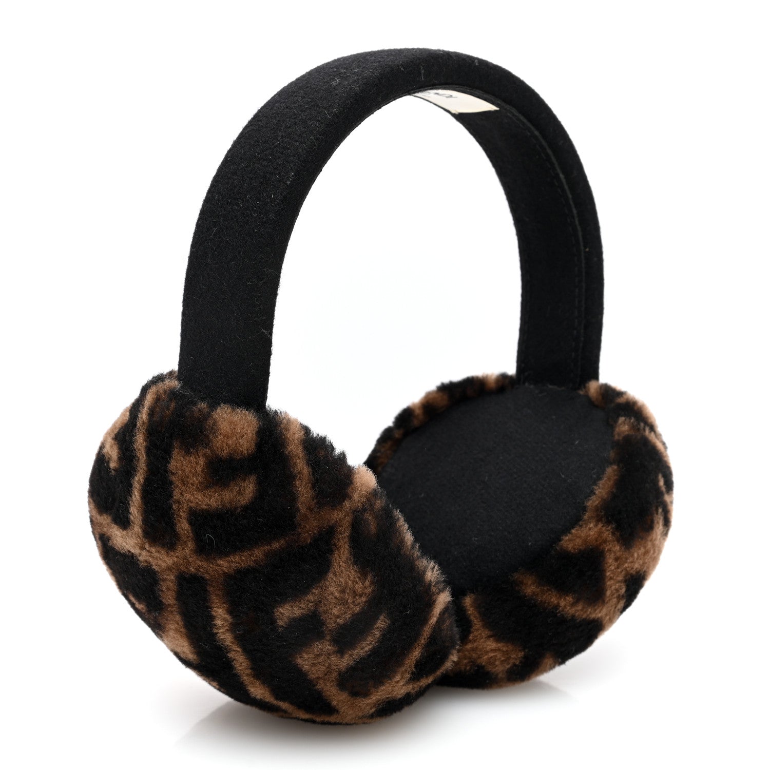 Fendi Shearling FF Logo Earmuffs Tobacco 3 of 5