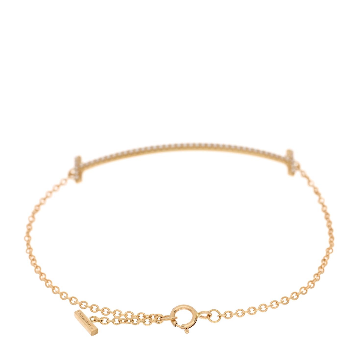 18K Yellow Gold Diamond T Smile Bracelet