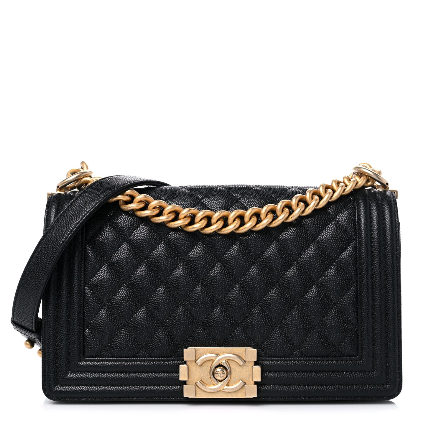 Caviar Quilted Medium Boy Flap Black