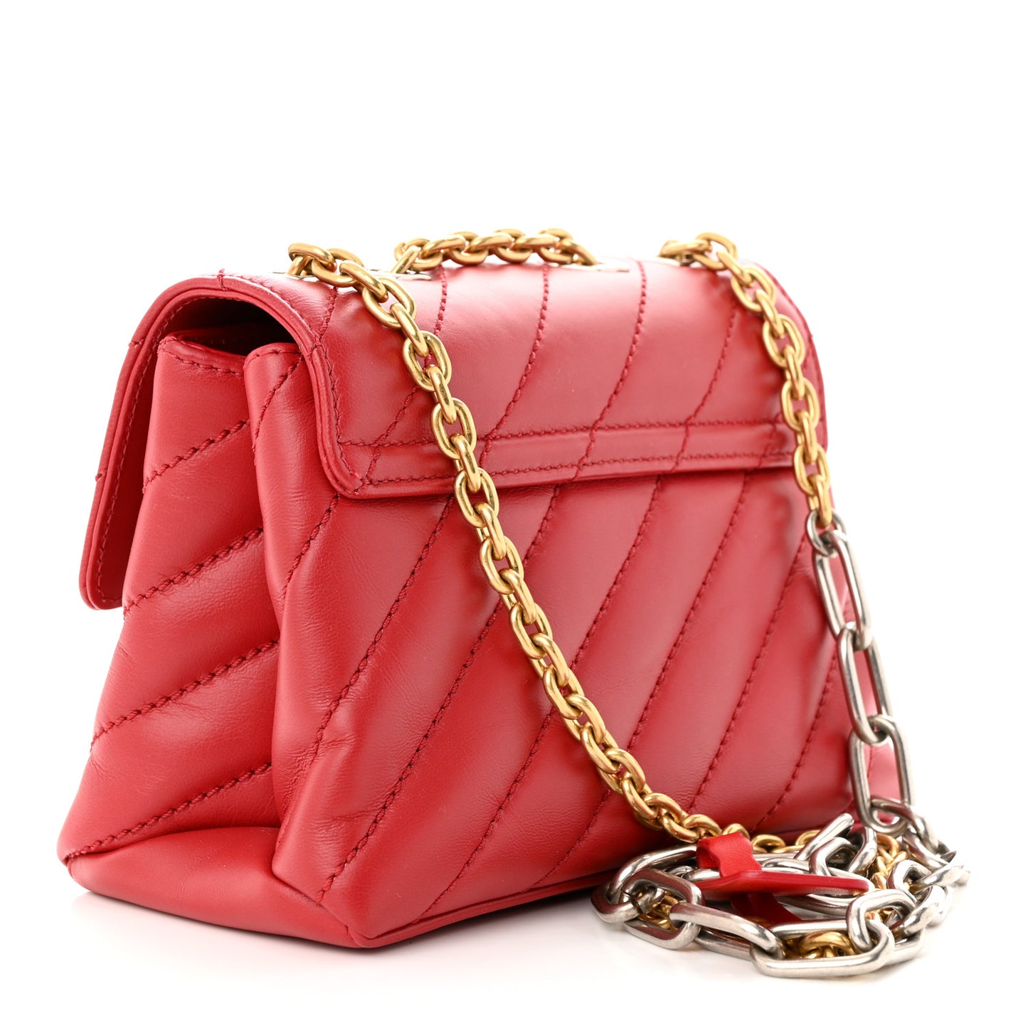 Calfskin Diagonal Quilted Jackhammer 19 Shoulder Bag Red
