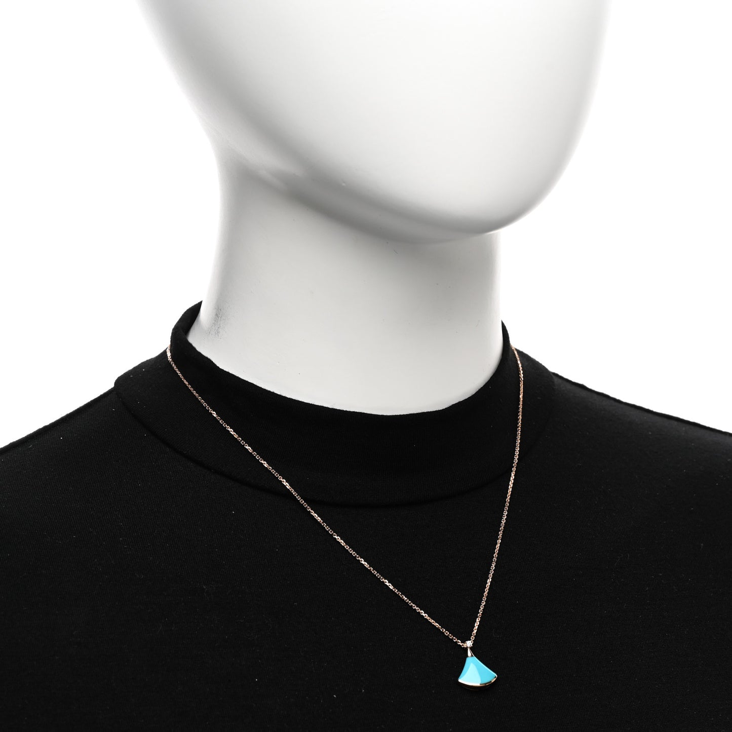 18K Rose Gold Diamond Turquoise Divas' Dream Pendant Necklace