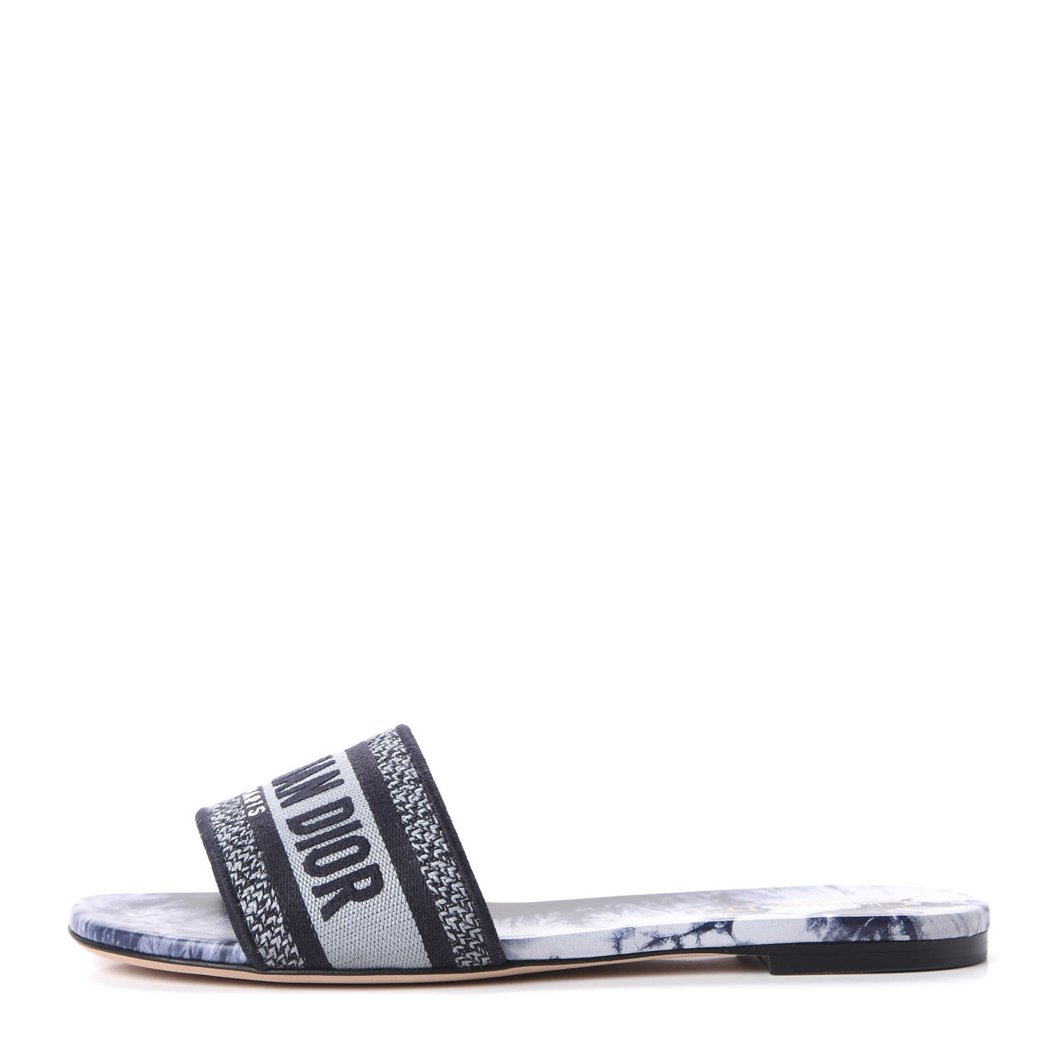 Christian Dior Canvas Tie and Dior Embroidered Dway Flat Slide