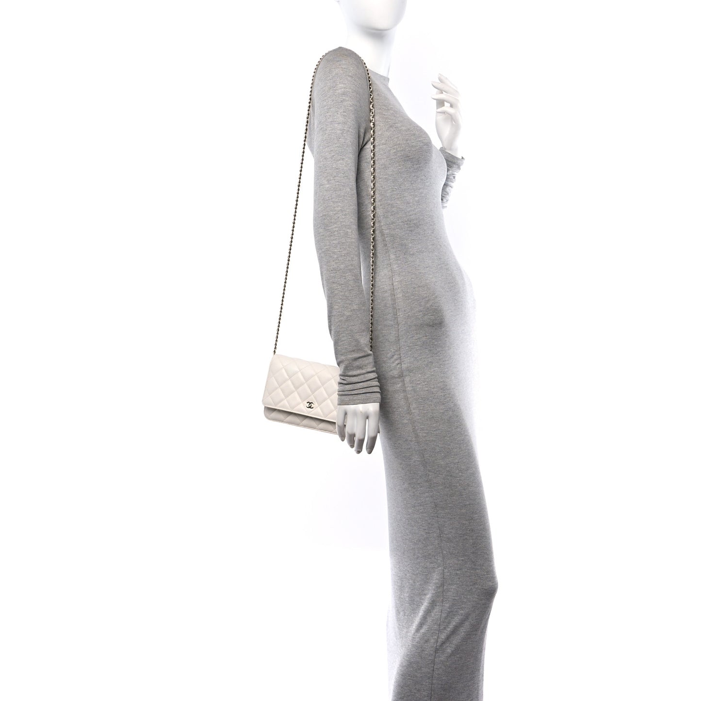 Caviar Quilted Wallet On Chain WOC White