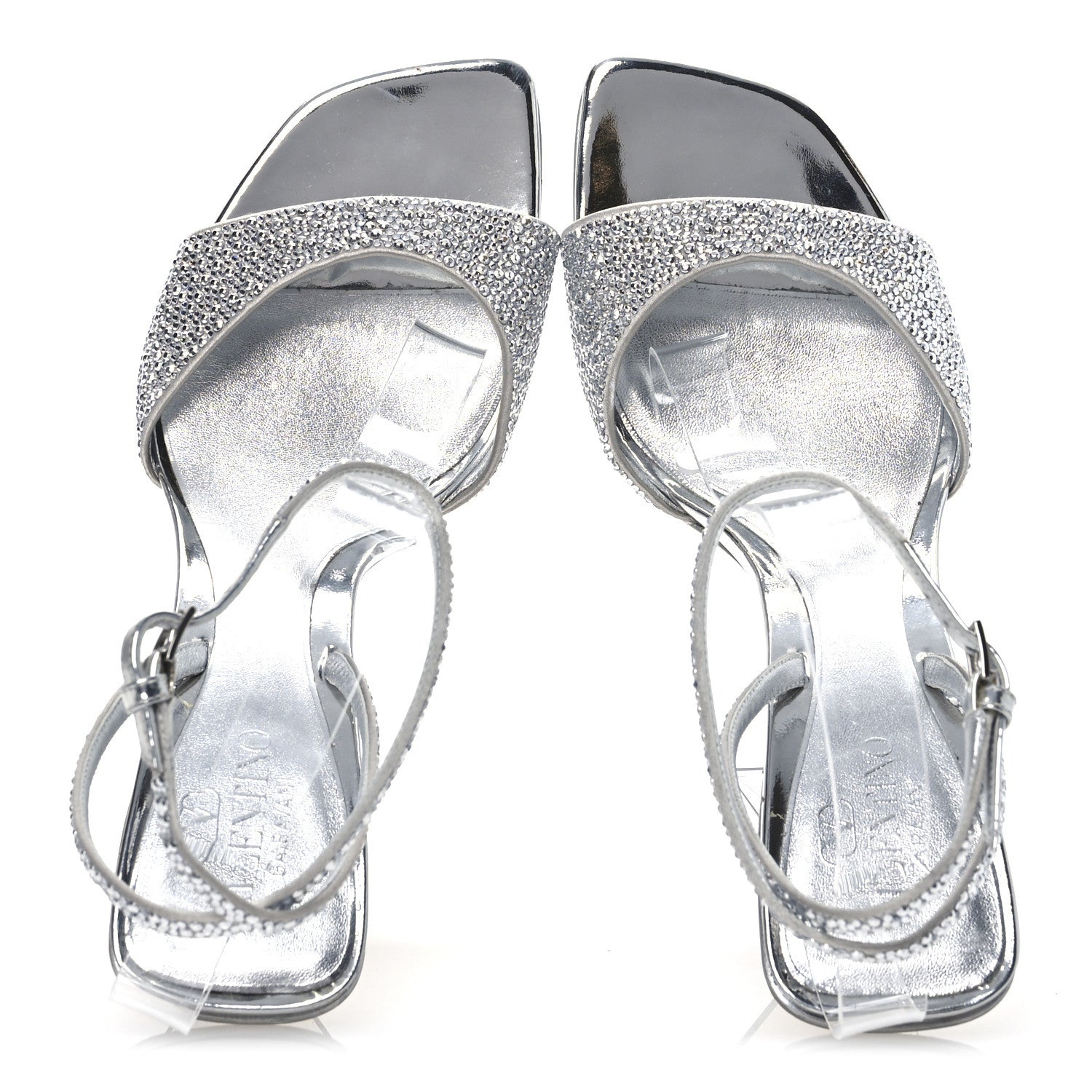 Valentino Garavani Crystal Embellished 90mm Sandals 38 Silver 2 of 16