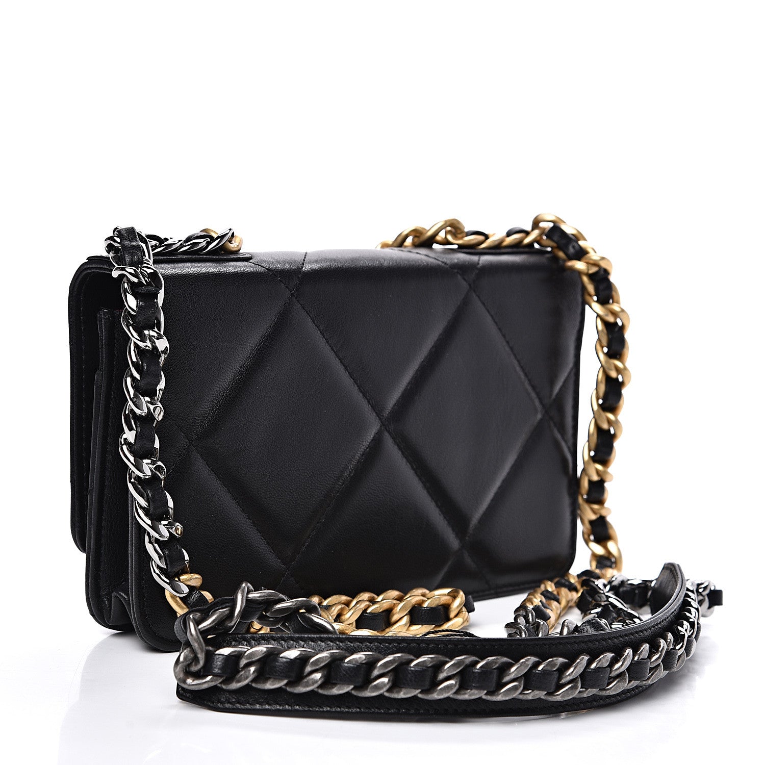 Chanel Goatskin Quilted 19 Wallet On Chain WOC Black 2 of 11