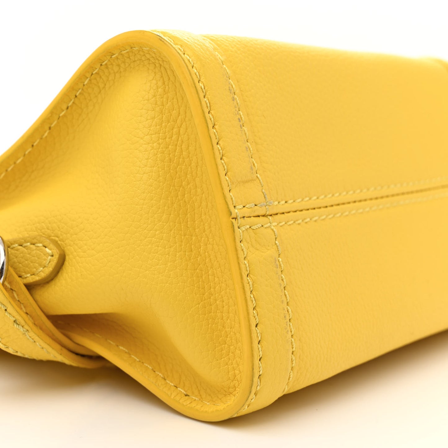 Pebbled Calfskin Mini Skull Padlock Zip Around Tote Yellow