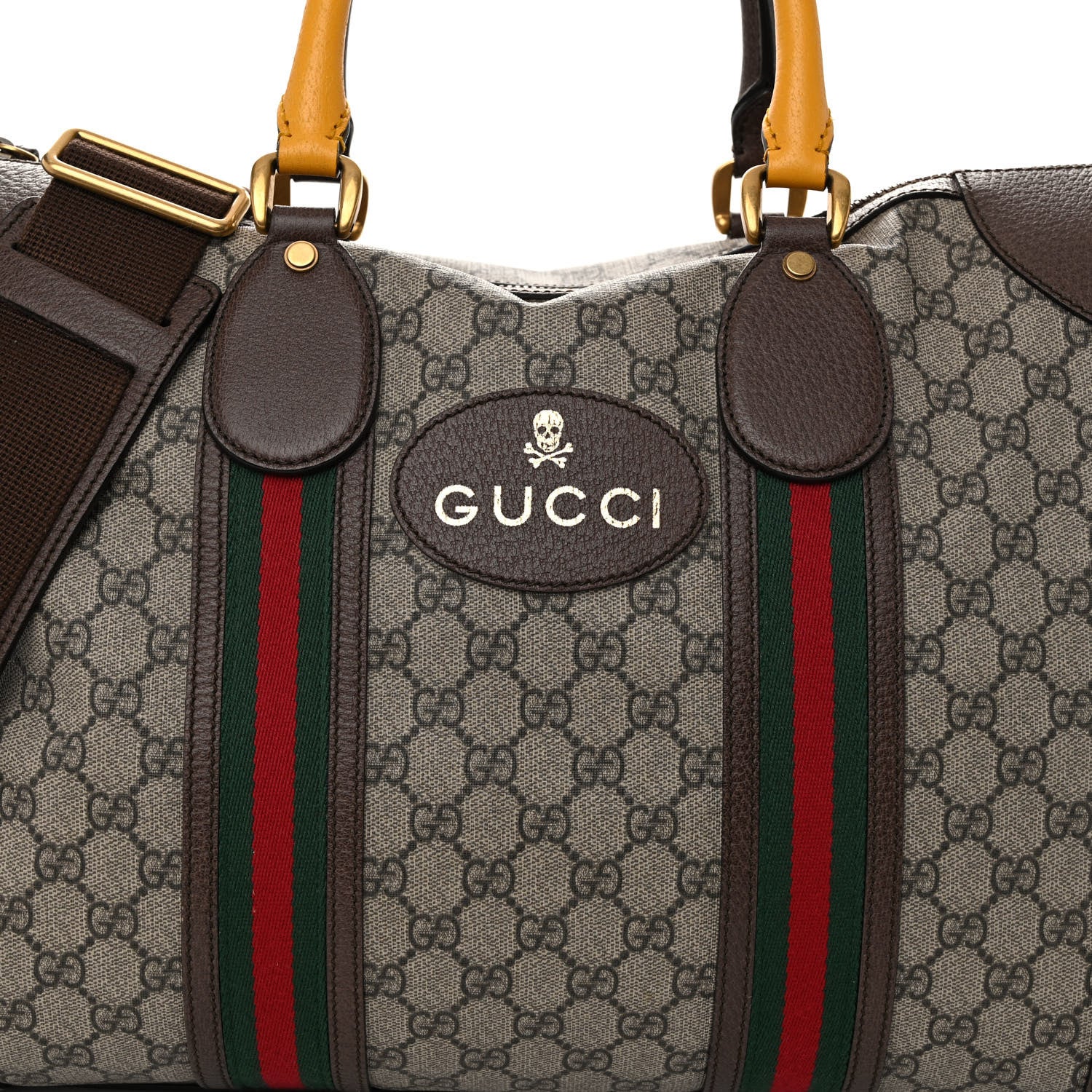 Gucci Soft GG Supreme Monogram Web Medium Duffle Bag Beige New Acero Crop 8 of 12