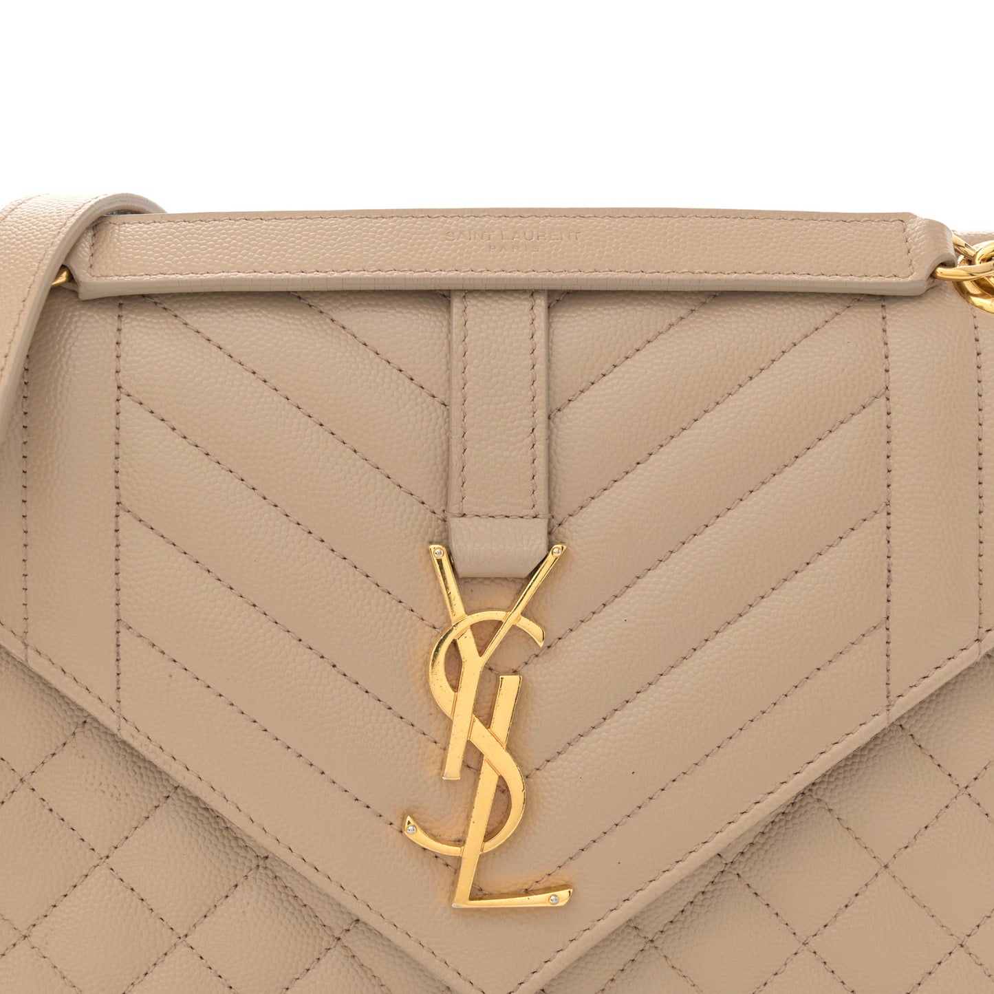 Grain De Poudre Textured Mixed Matelasse Medium Triquilt Monogram Satchel Dark Beige