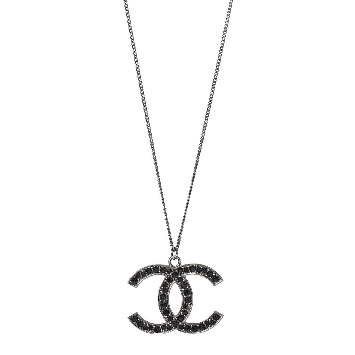Ruthenium Crystal CC Necklace Black