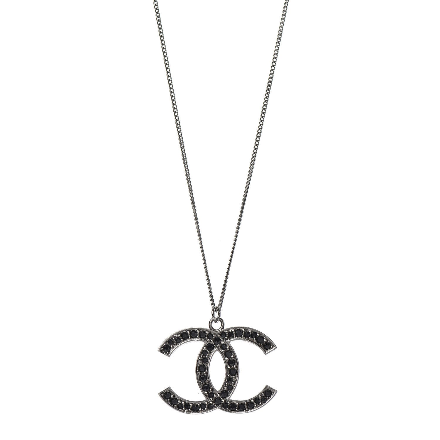 Chanel Ruthenium Crystal CC Necklace Black 1 of 5