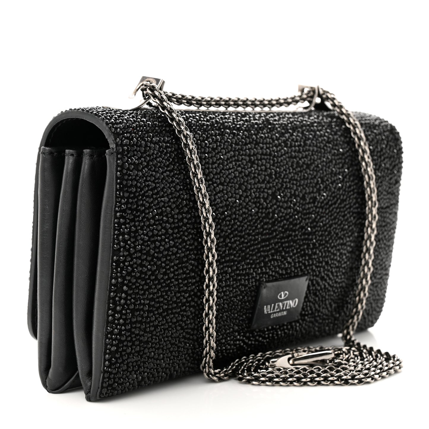Crystal Encrusted Studs Va Va Voom Shoulder Bag Black