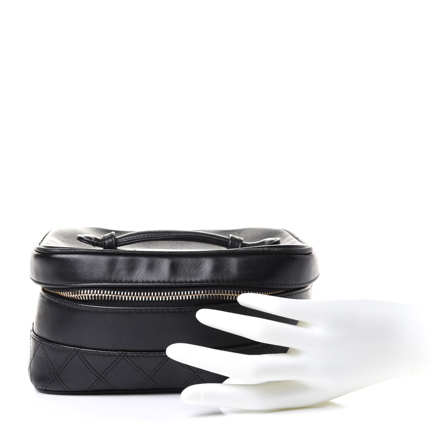 Lambskin Vanity Cosmetic Case Black
