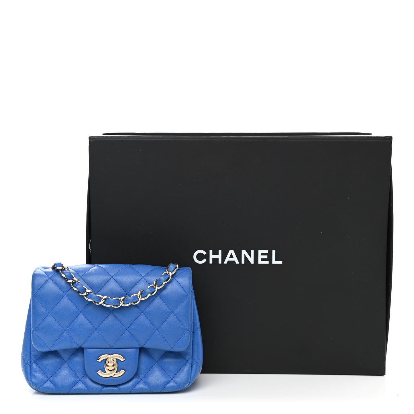Lambskin Quilted Mini Square Flap Blue