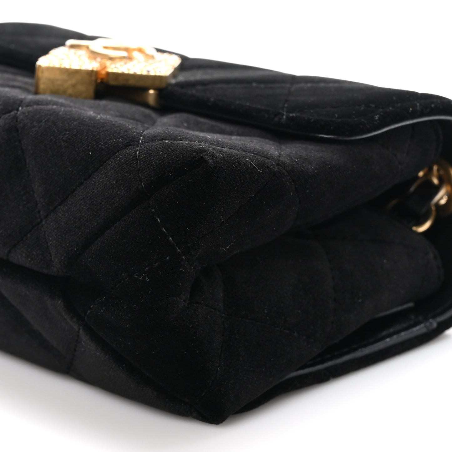 Velvet Strass Diamond Lock Flap Black