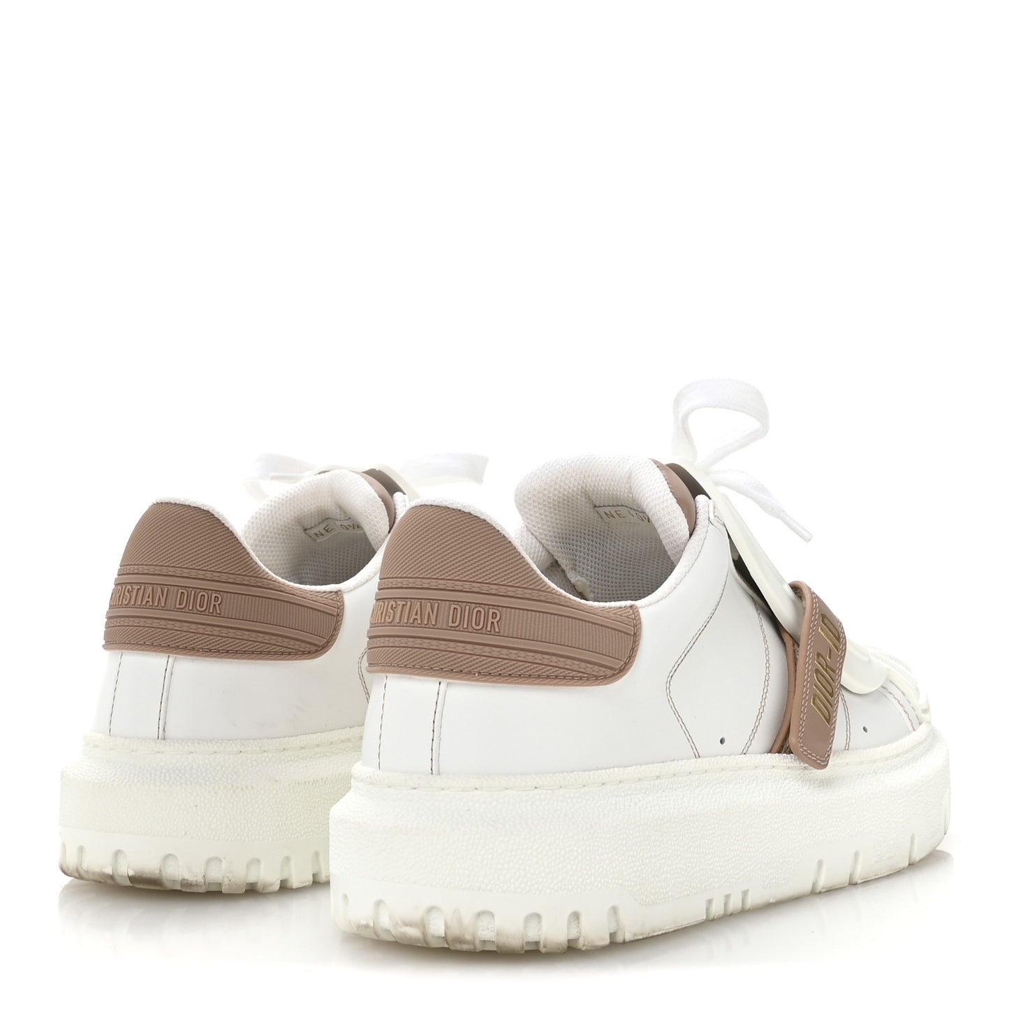 Calfskin Bi-Color Dior-ID Platform Sneakers 40.5 White Nude