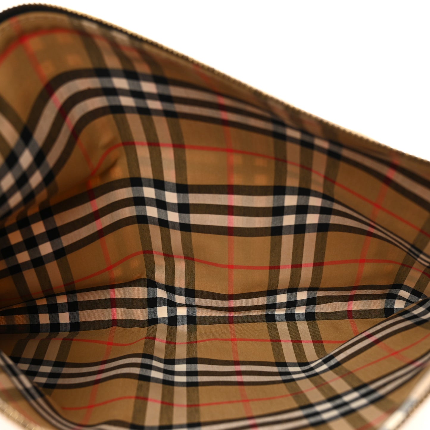 Coated Canvas Vintage Check Large Zip Pouch Antique Yellow