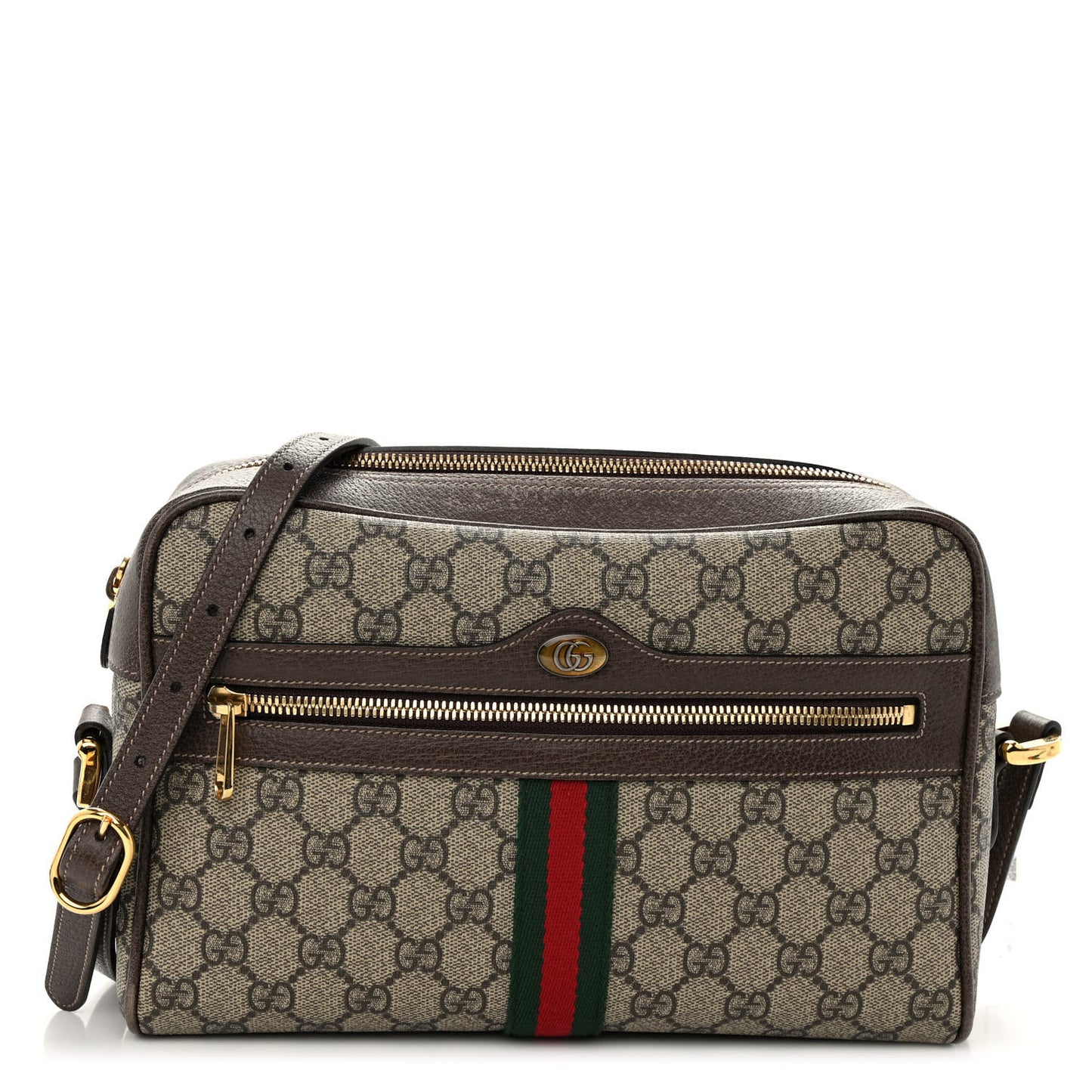 GG Supreme Monogram Web Small Ophidia Shoulder Bag Brown