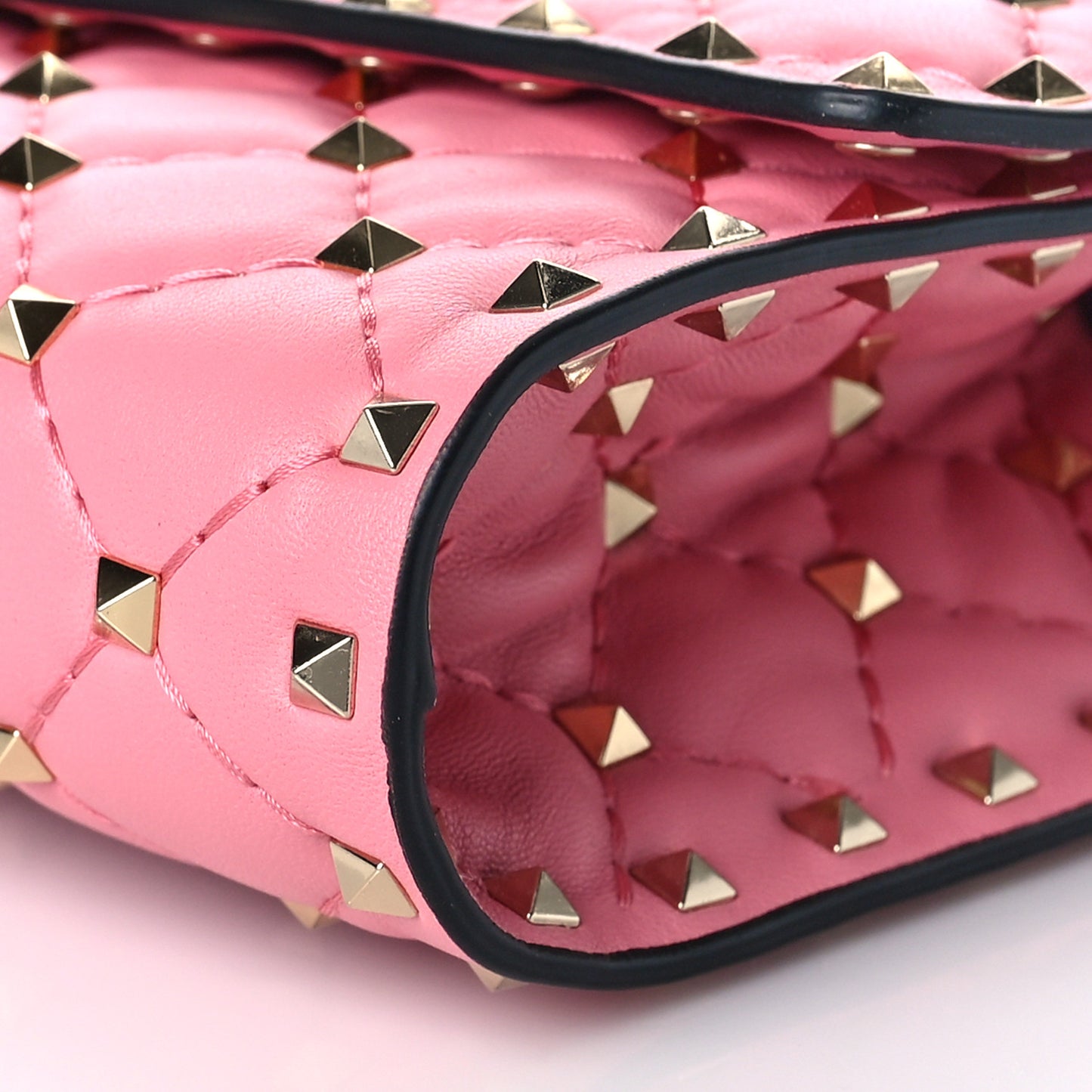 Nappa Rockstud Spike Wallet on Chain Candy Rose