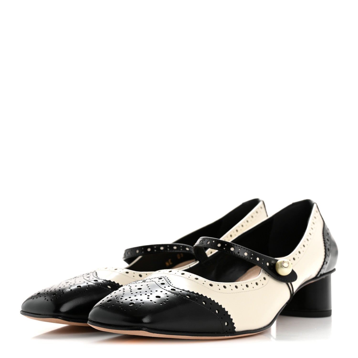 Christian Dior Calfskin Spectadior Square Mary Jane Pumps 39.5 Black White 4 of 9