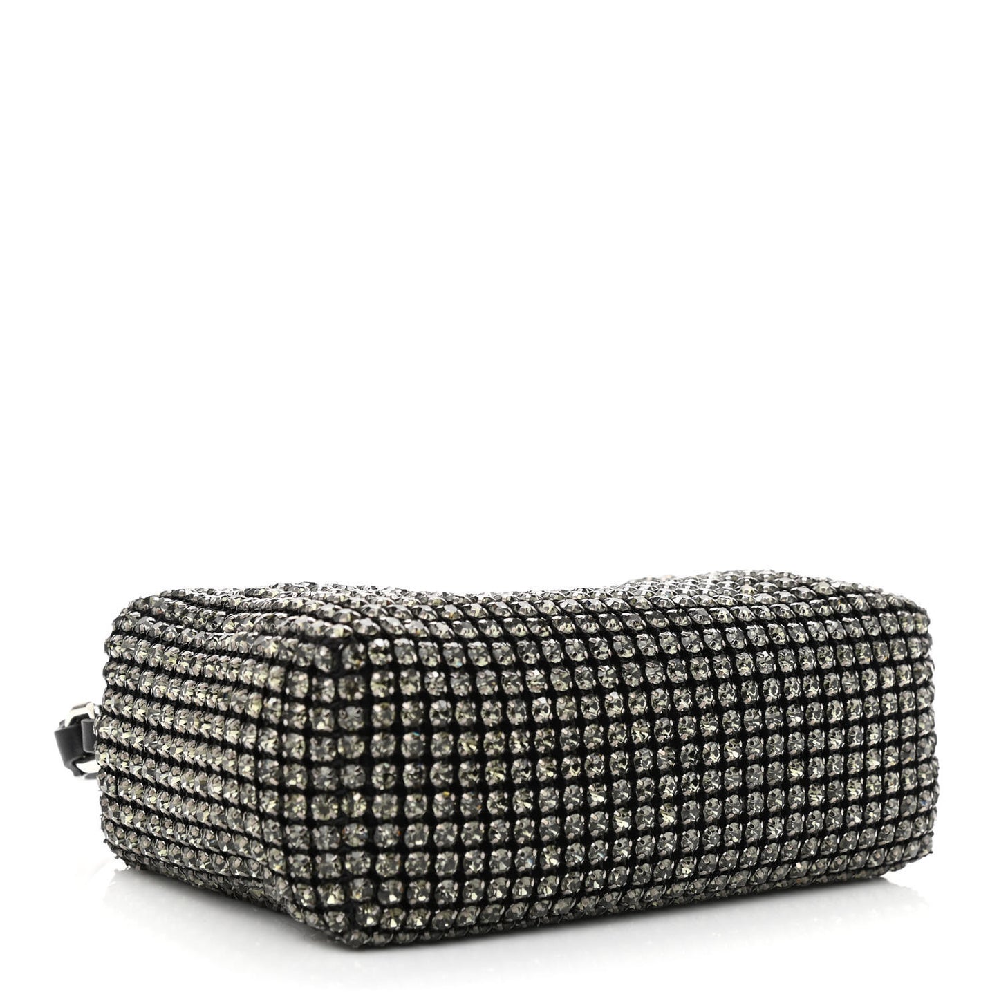 Mesh Crystal Rhinestone Mini Heiress Pouch Black Silver