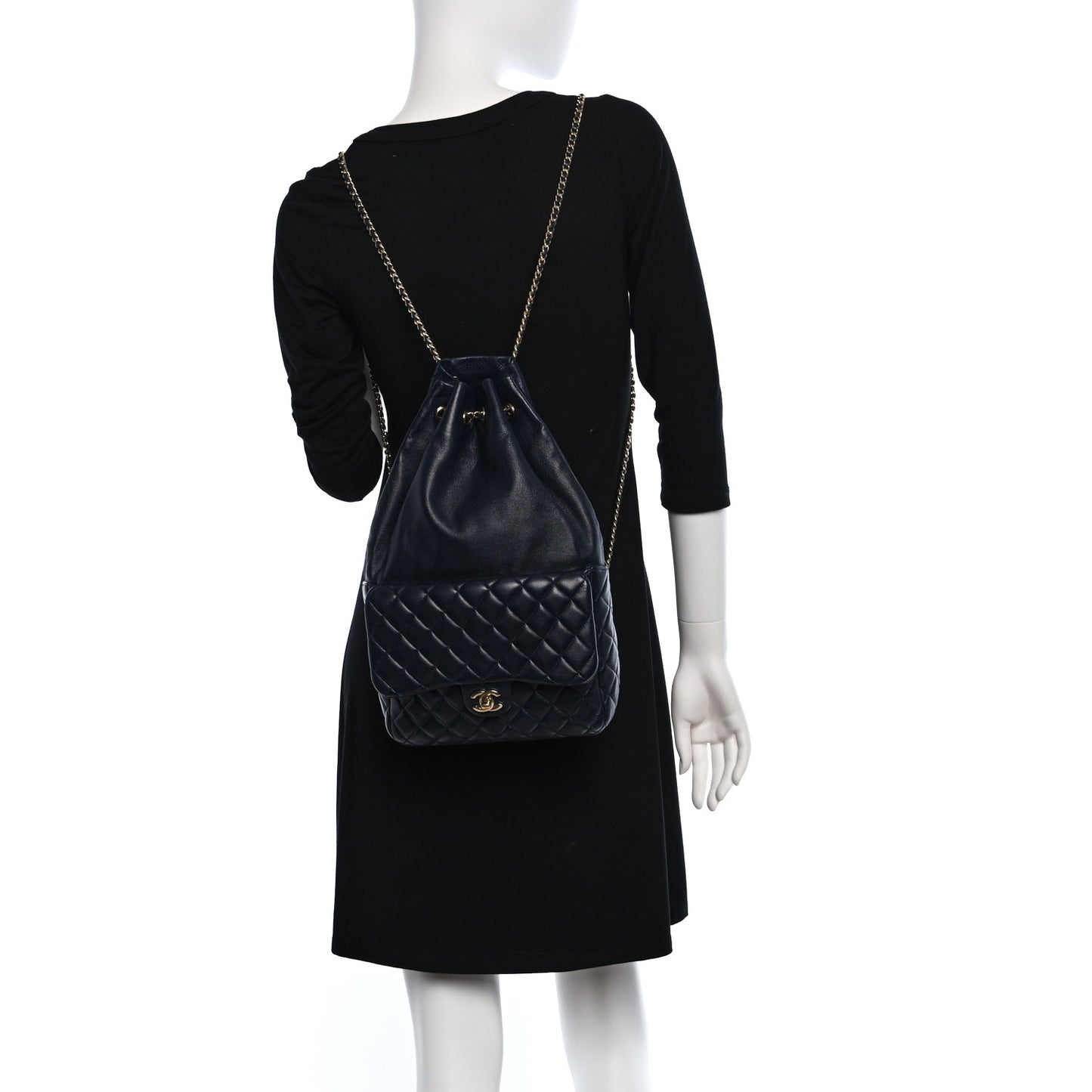 Lambskin Quilted Large In Seoul Backpack Navy