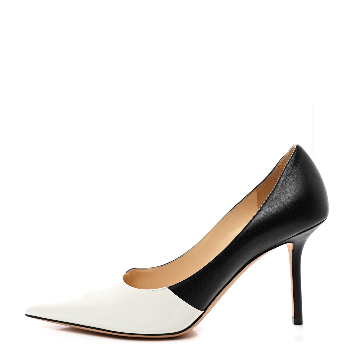 Nappa Patent Asymmetric Love 85 Pumps 40 Black White