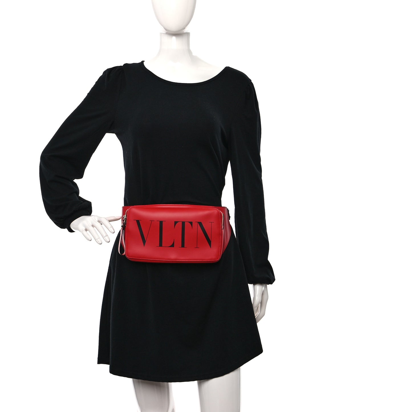 Calfskin Mens VLTN Belt Bag Pure Red Black