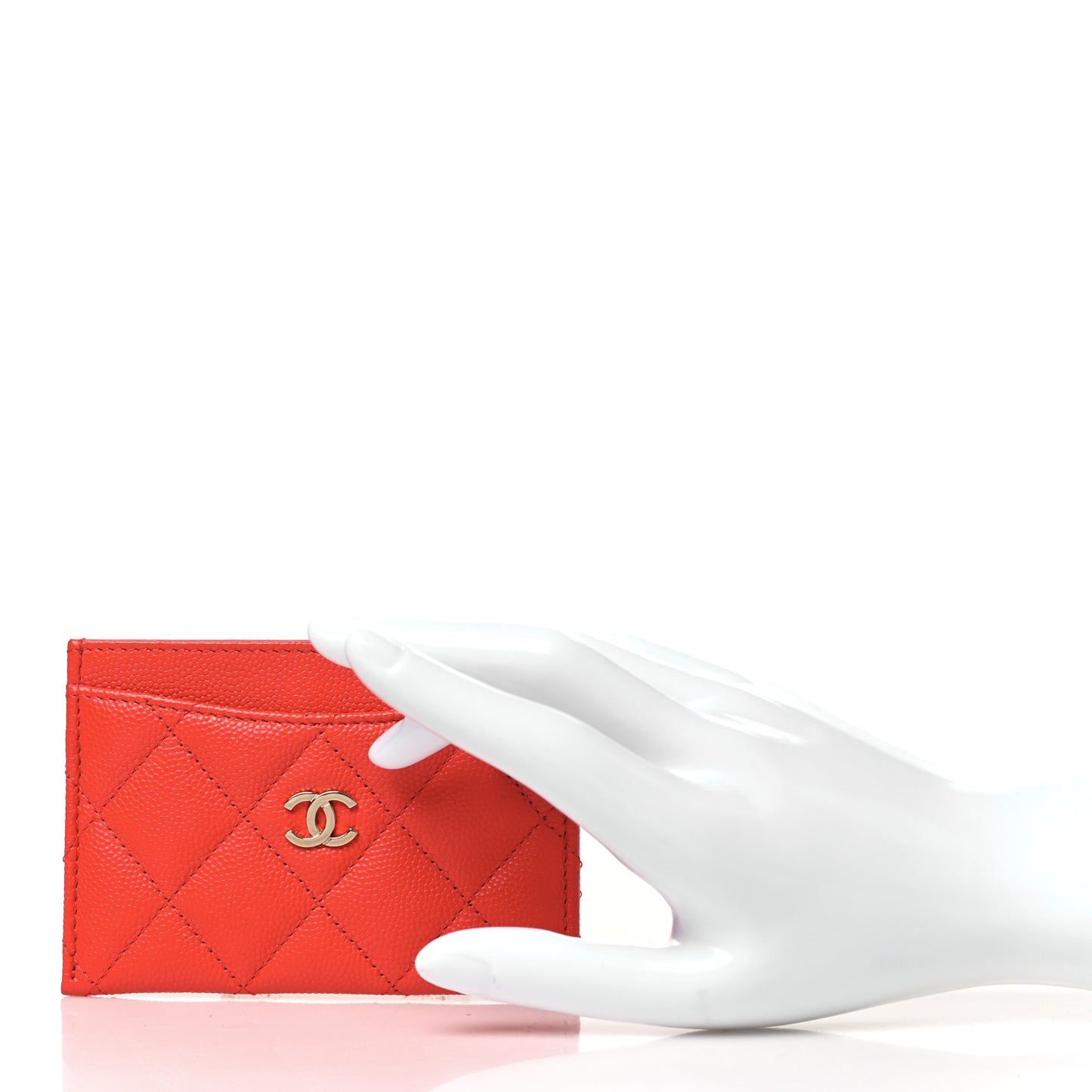 Caviar Quilted Card Holder Red