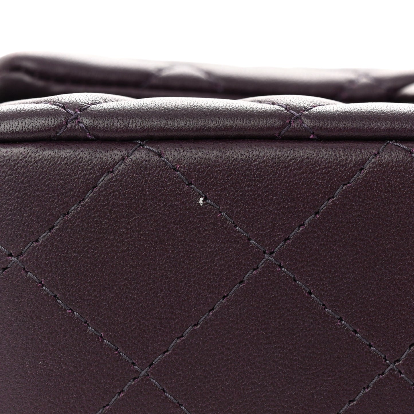 Lambskin Quilted Mini Rectangular Flap Dark Purple