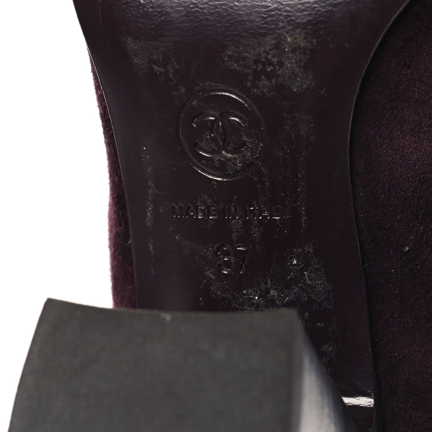 Suede Calfskin CC Short Boots 37 Burgundy