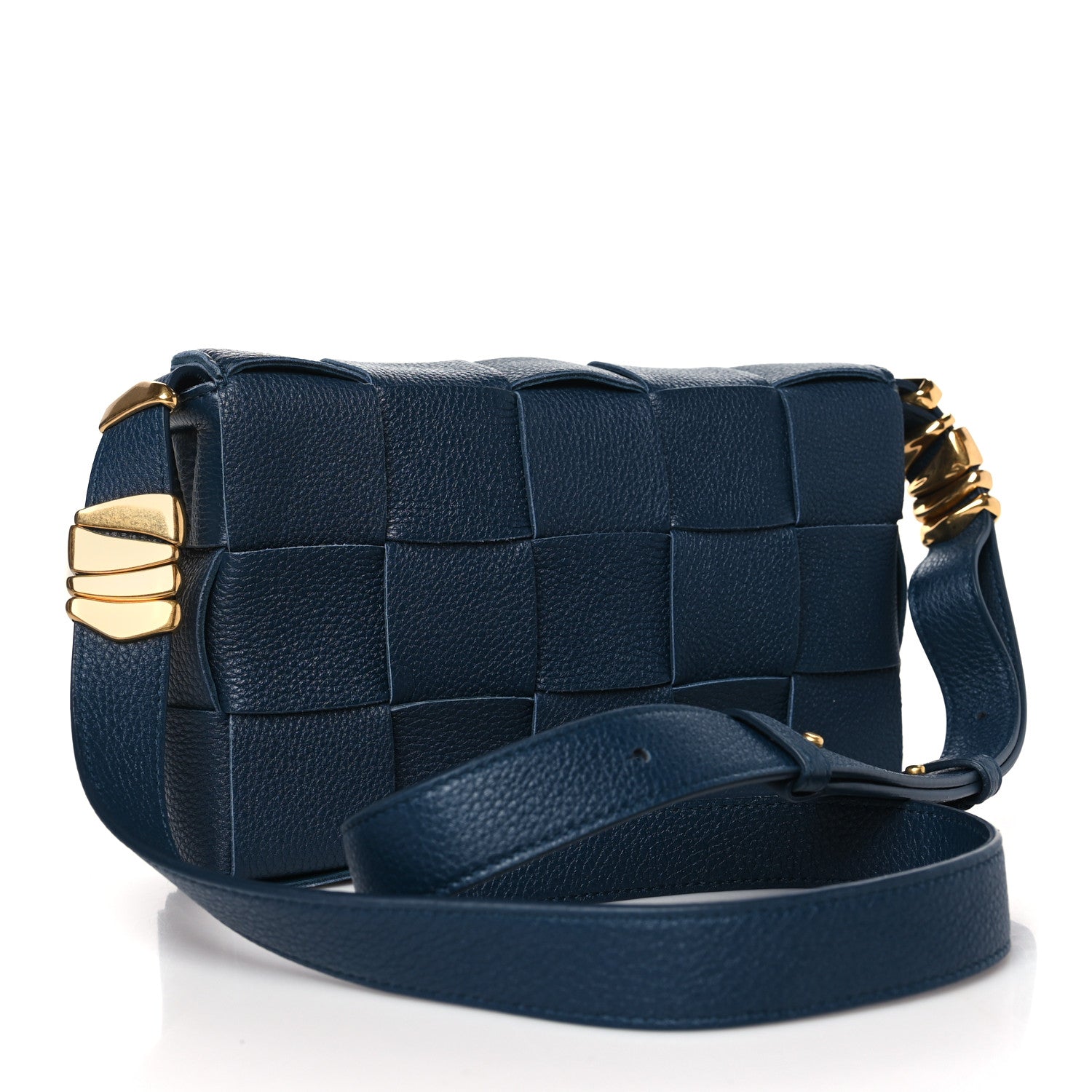 Bottega Veneta Grained Calfskin Maxi Intrecciato Cassette Crossbody Bag Deep Blue 3 of 11
