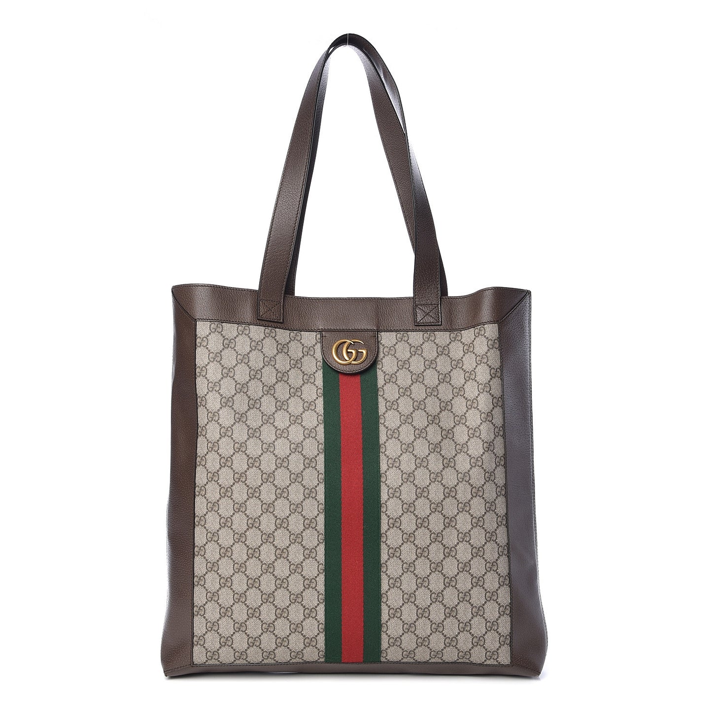 GG Supreme Monogram Web Large Ophidia Vertical Shopping Tote Brown