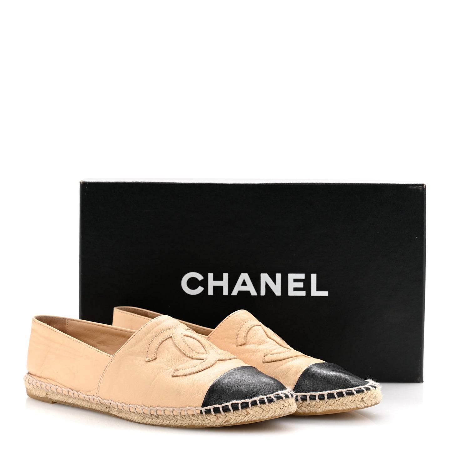 Lambskin CC Espadrilles 37 Beige Black