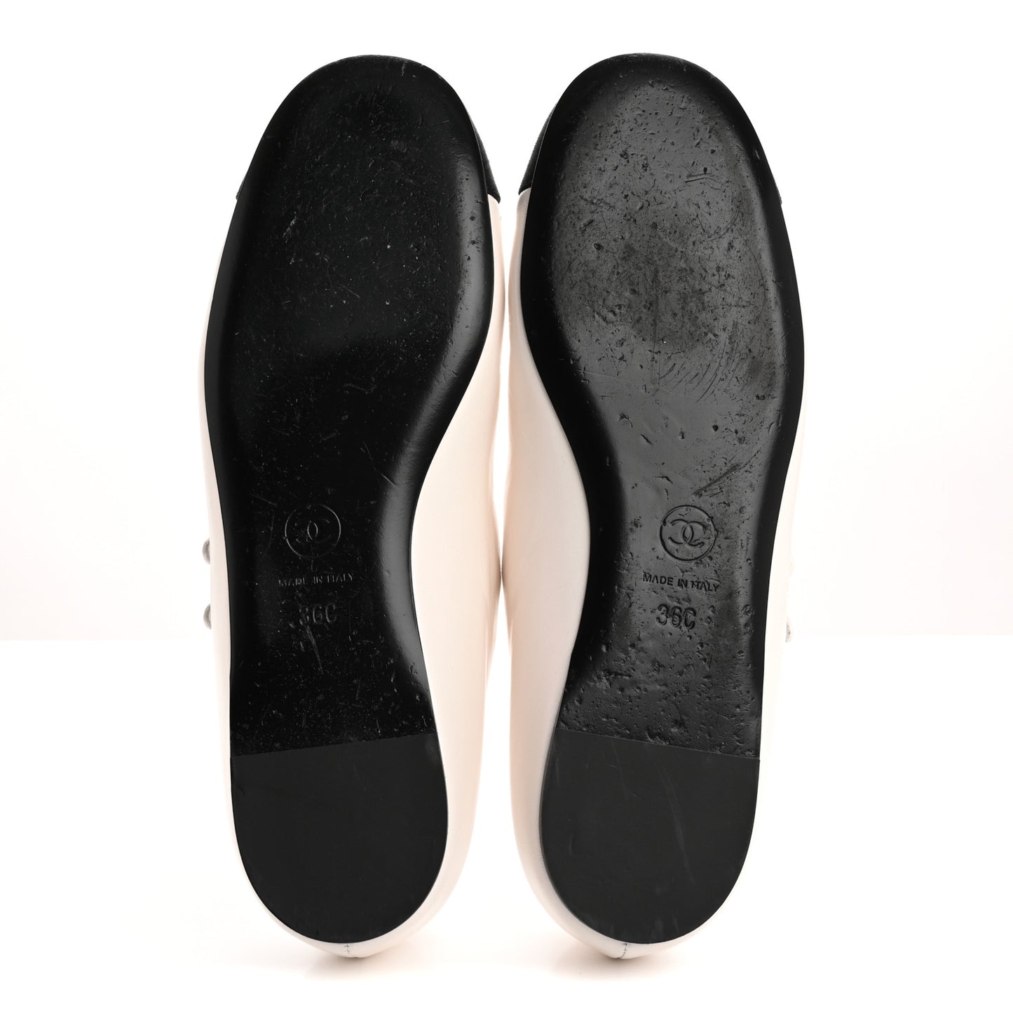 Lambskin Grosgrain Pearl Mary Jane Flats 36 White Black
