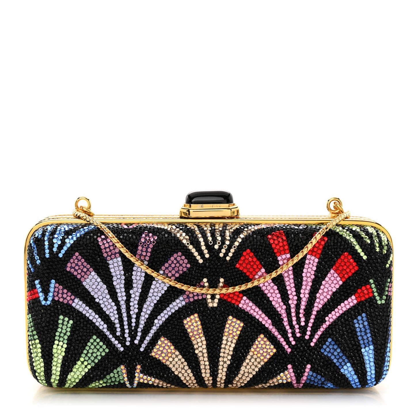 Swarovski Crystal Minaudiere Clutch Black Multicolor