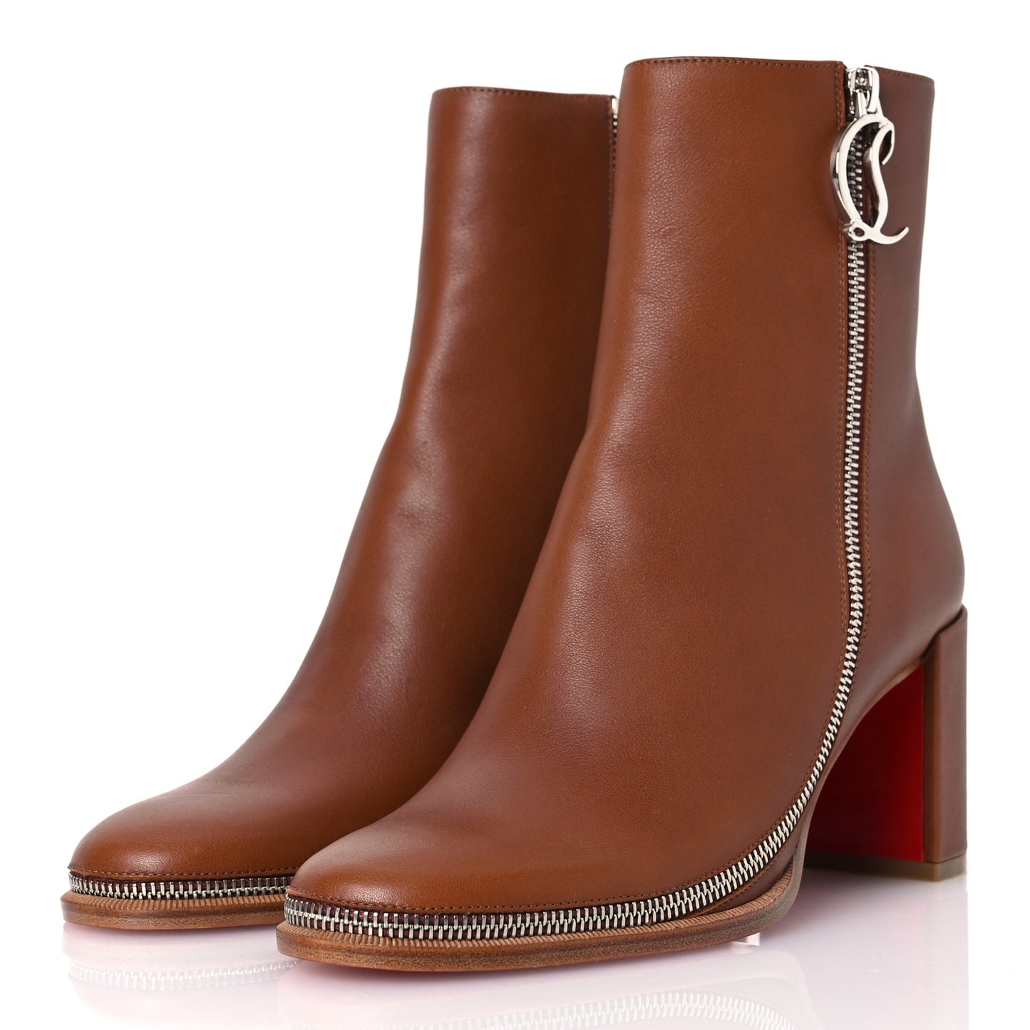 Calfskin CL Zip 70 Ankle Bootie 38 Brown