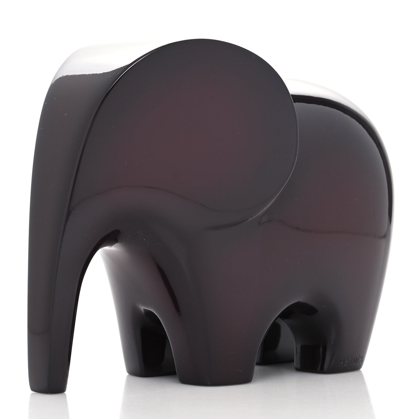 Lacquered Wood Elephant Lao Paperweight Aubergine