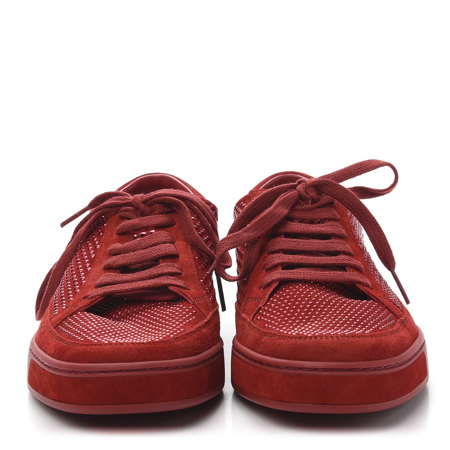 Gucci Suede Crystal Studded Sneaker 6 Red 2 of 9
