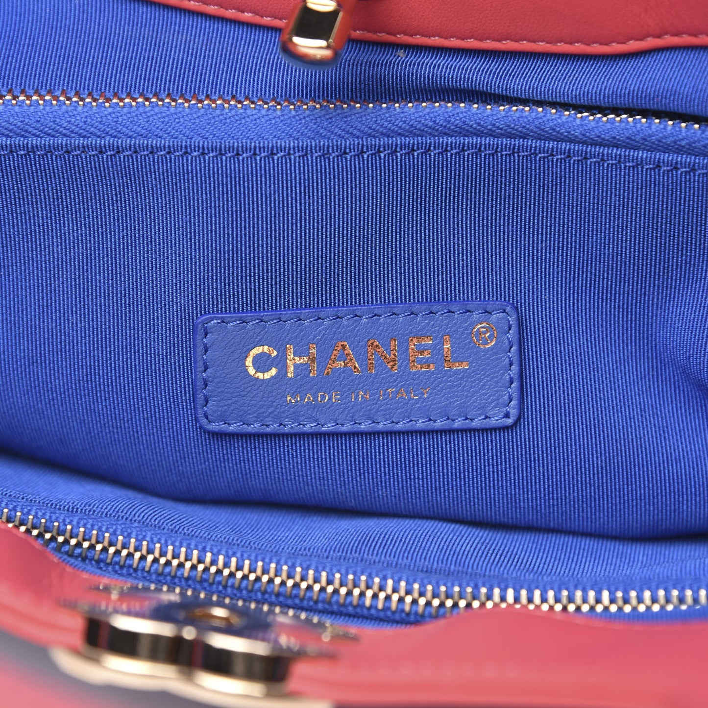 Aged Calfskin Quilted Large 31 Shopping Bag Red Blue