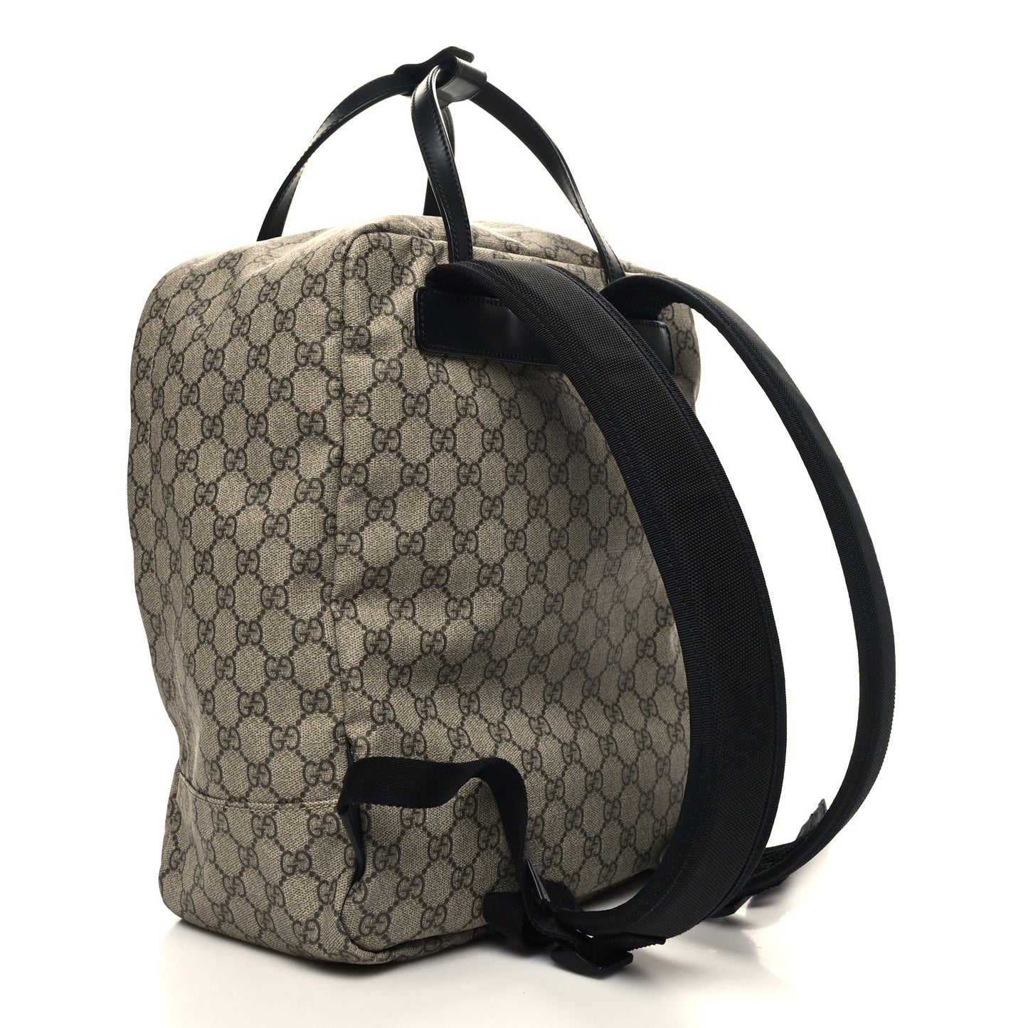 Soft GG Supreme Monogram Appia Calfskin Web Tote Backpack Beige Ebony Black