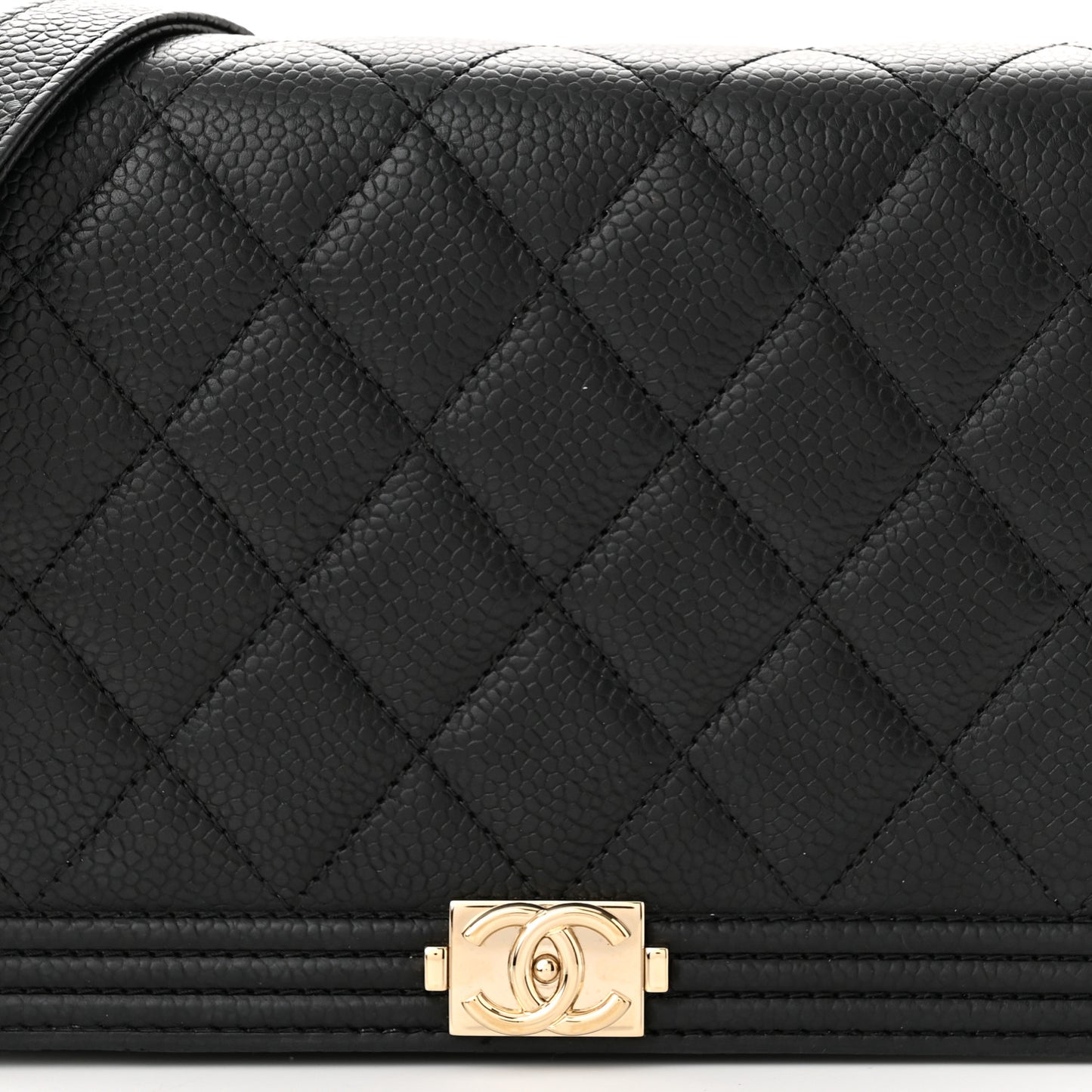 Caviar Quilted Boy Wallet On Chain WOC Black