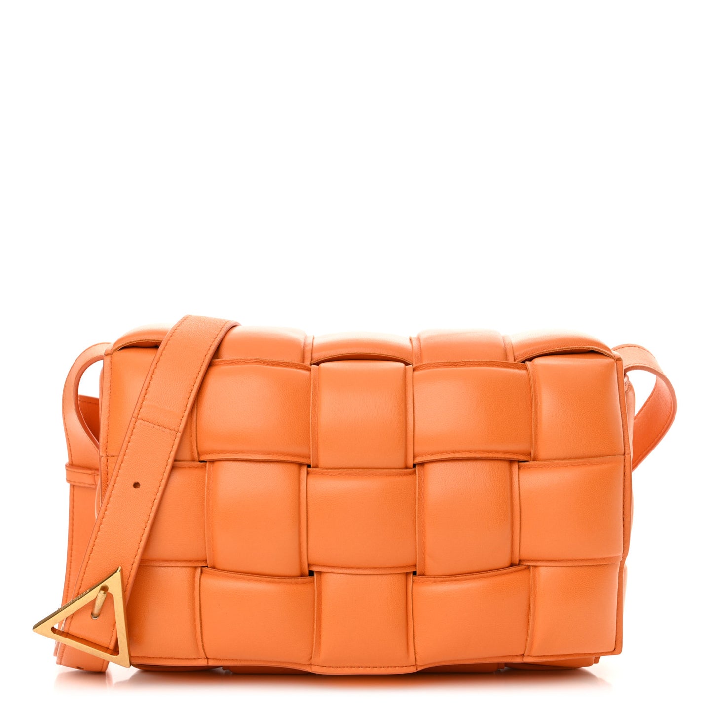 Nappa Maxi Intreccio Padded Cassette Crossbody Bag Orange