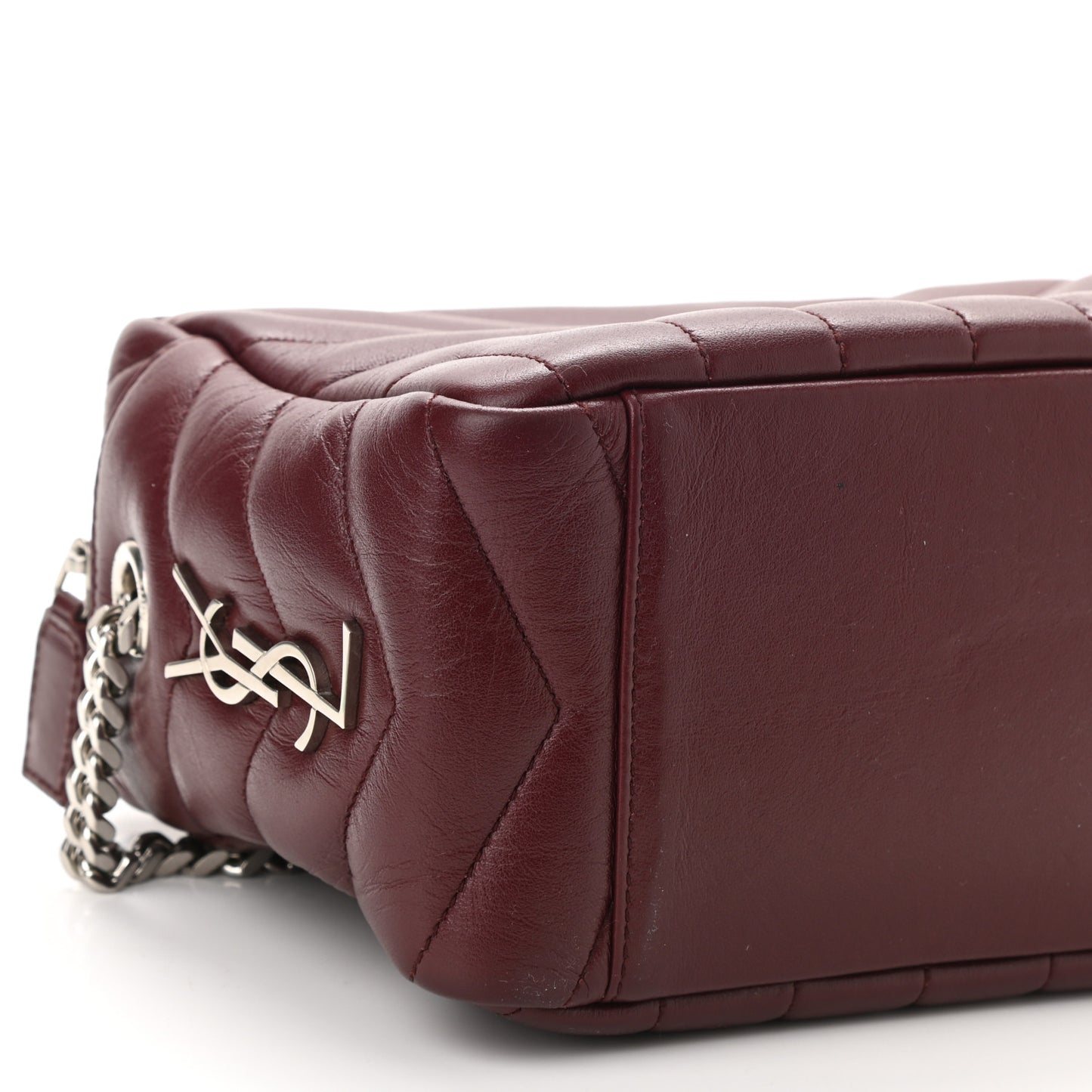 Calfskin Y Quilted Monogram Small Loulou Bowling Bag Rouge Legion