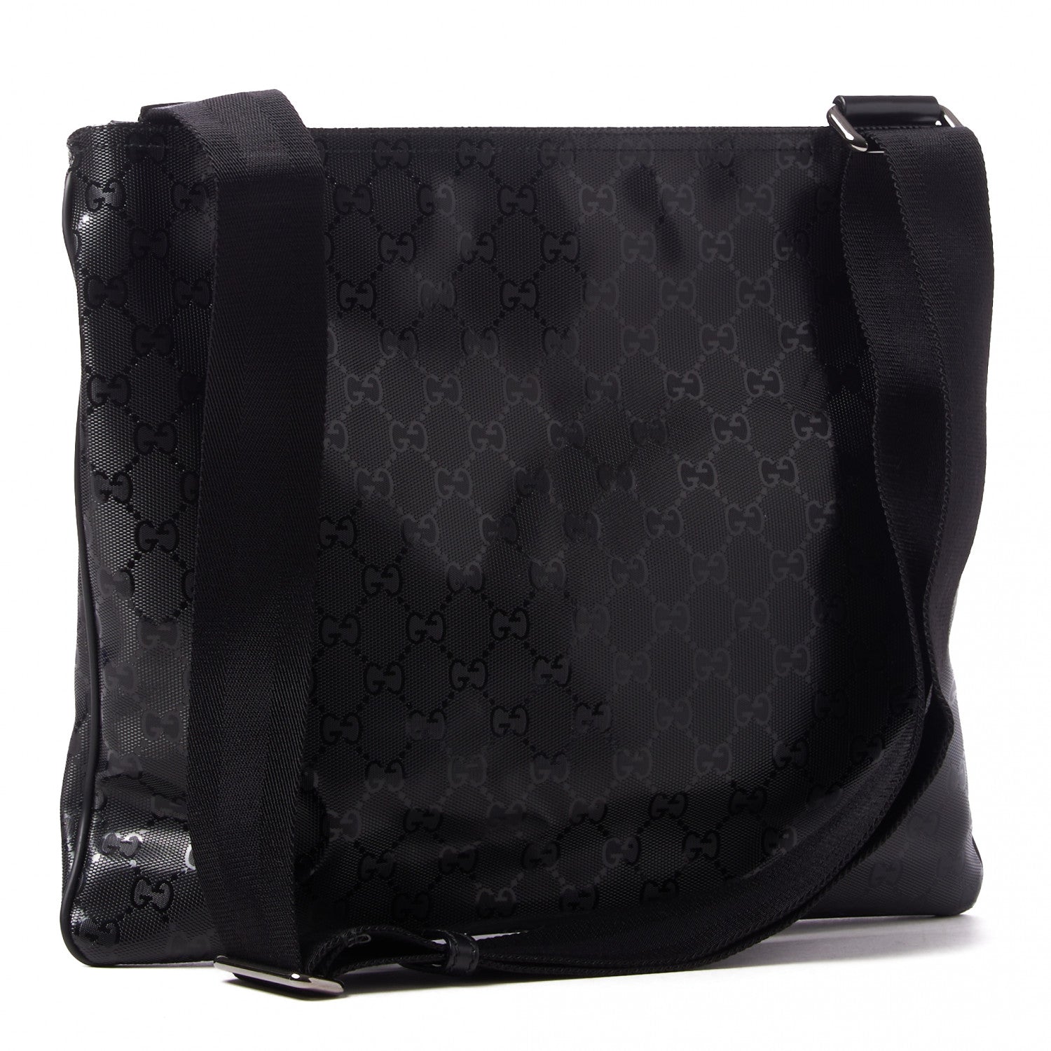 Gucci Imprime Monogram Medium Flat Messenger Bag Black 2 of 8