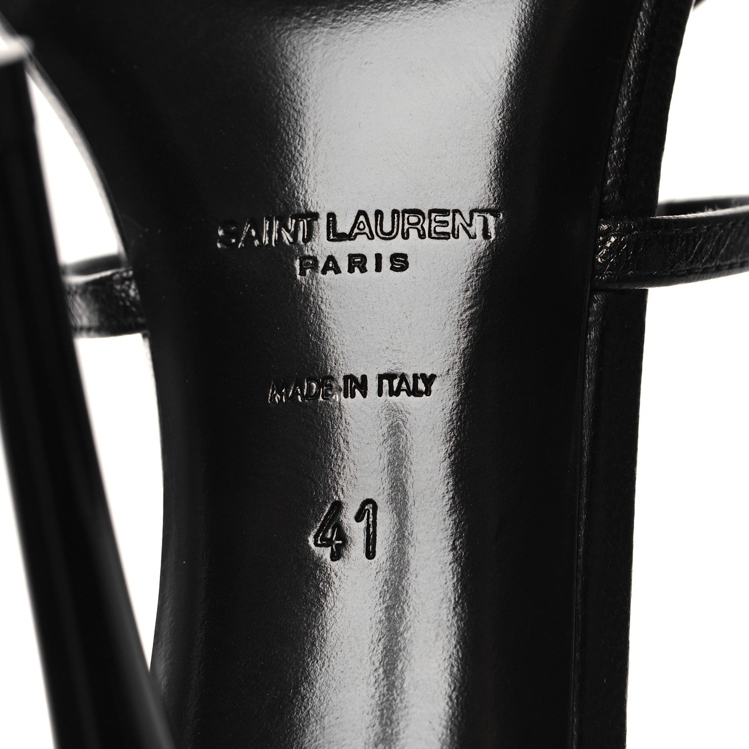 Saint Laurent Calfskin Cassandra 100 Ankle Strap Sandals 41 Black Gold 7 of 9