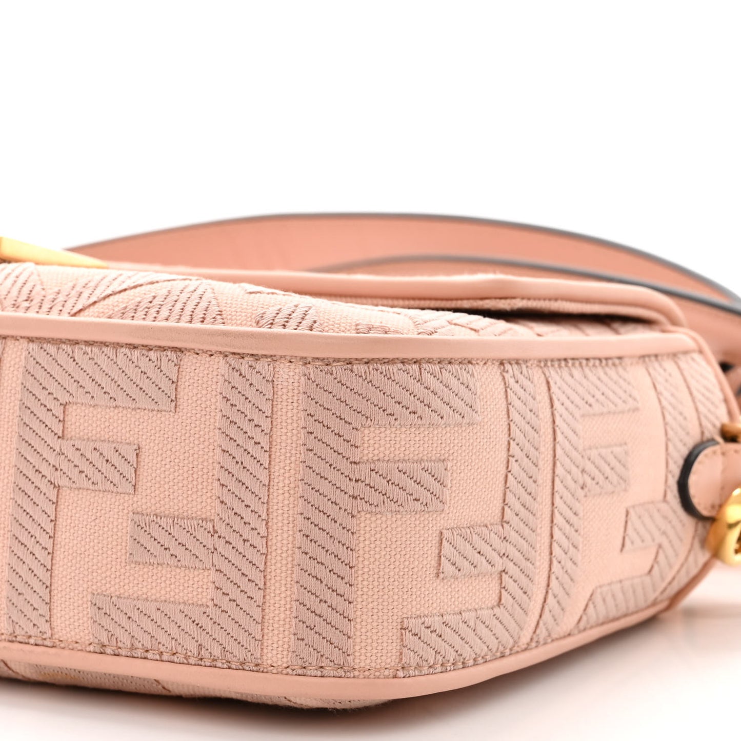 Canvas Vitello King Extra Strap FF Embroidered Baguette Baby Pink
