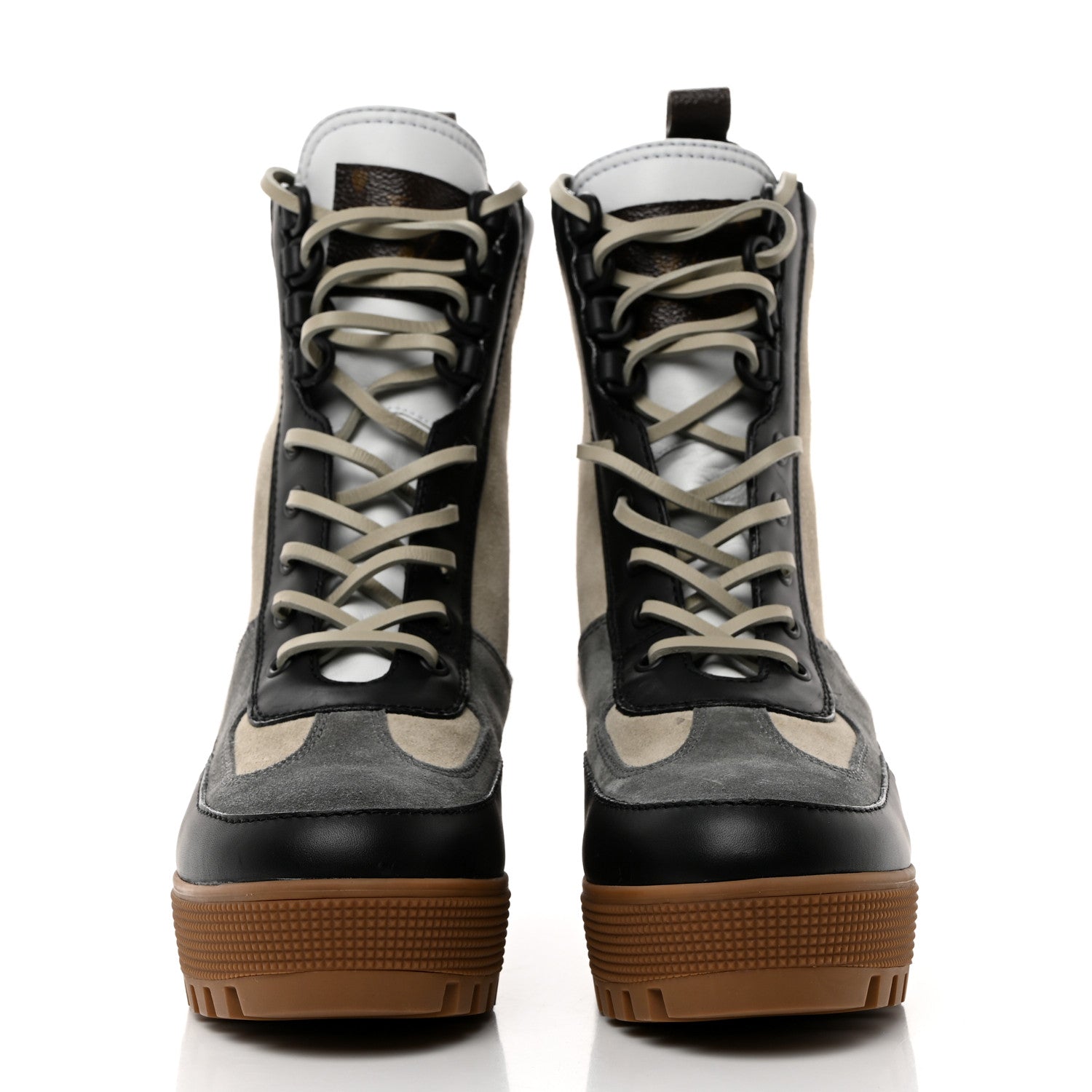 Louis Vuitton Suede Calfskin Monogram Platform Desert Boots 37.5 Dark Gray 2 of 9