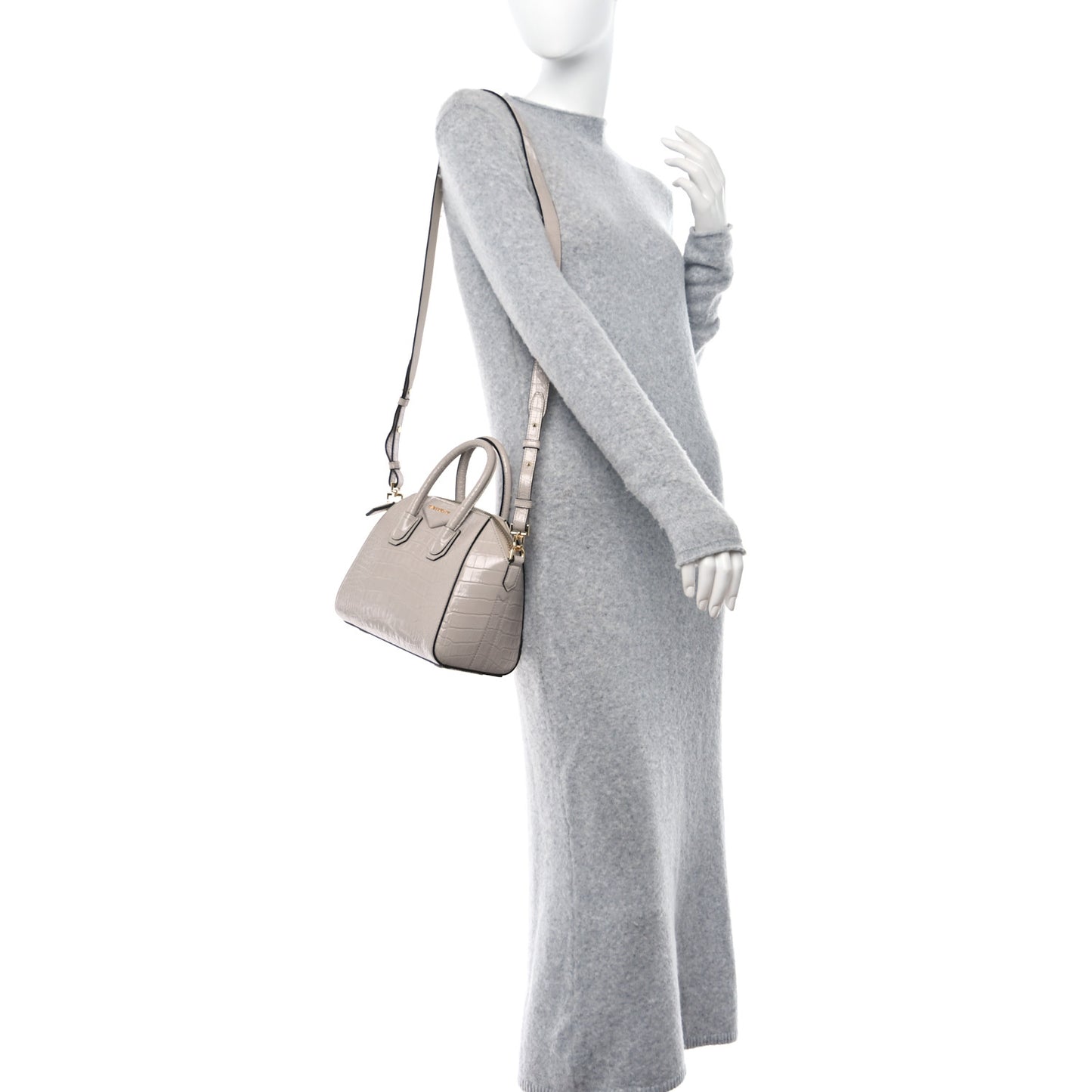 Calfskin Crocodile Embossed Mini Antigona Dune