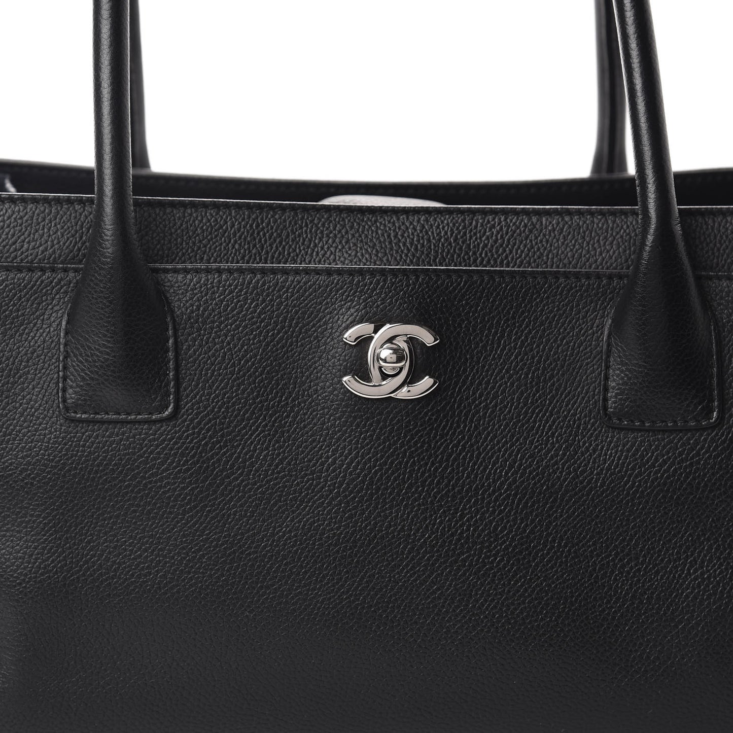 Calfskin Small Cerf Executive Shopper Tote Black